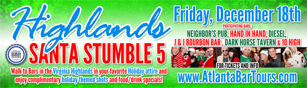 Discount Tickets for Santa Stumble 5 Bar Crawl  in the Virginia Highlands