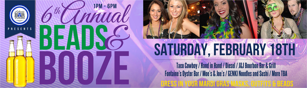 Discount Tickets for Beads & 6th Annual Beads & Booze Bar Crawl  in the Virginia Highlands