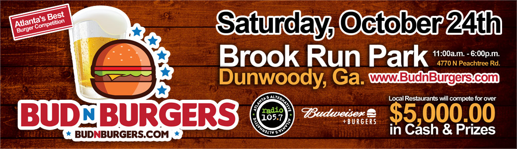 Discount Tickets for 1st Annual Bud-n-Burgers Festival LIVE at Brook Run Park in Dunwoody, GA