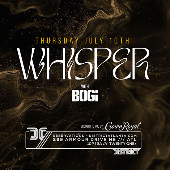 Whisper • DJ Bogi • Thursday, July 10th