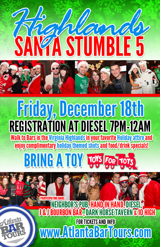 Pre-sale Tickets for Santa Stumble 5 Bar Crawl in Atlanta