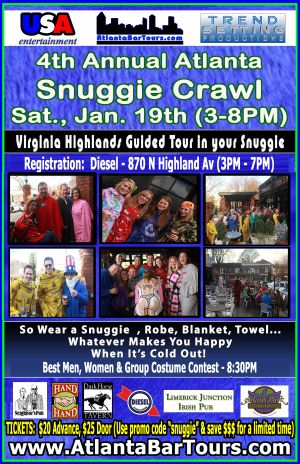 Pre-sale Tickets for 4rd Annual Atlanta Snuggie Pub Crawl in Atlanta